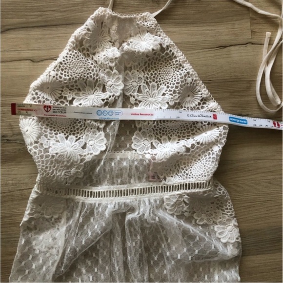 Victoria’s Secret Sheer Elegant White Lace Halter Dress Embroidered Floral - Picture 8 of 14